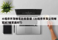 小程序开发哪家比较靠谱（小程序开发公司哪家好?哪家最好?）